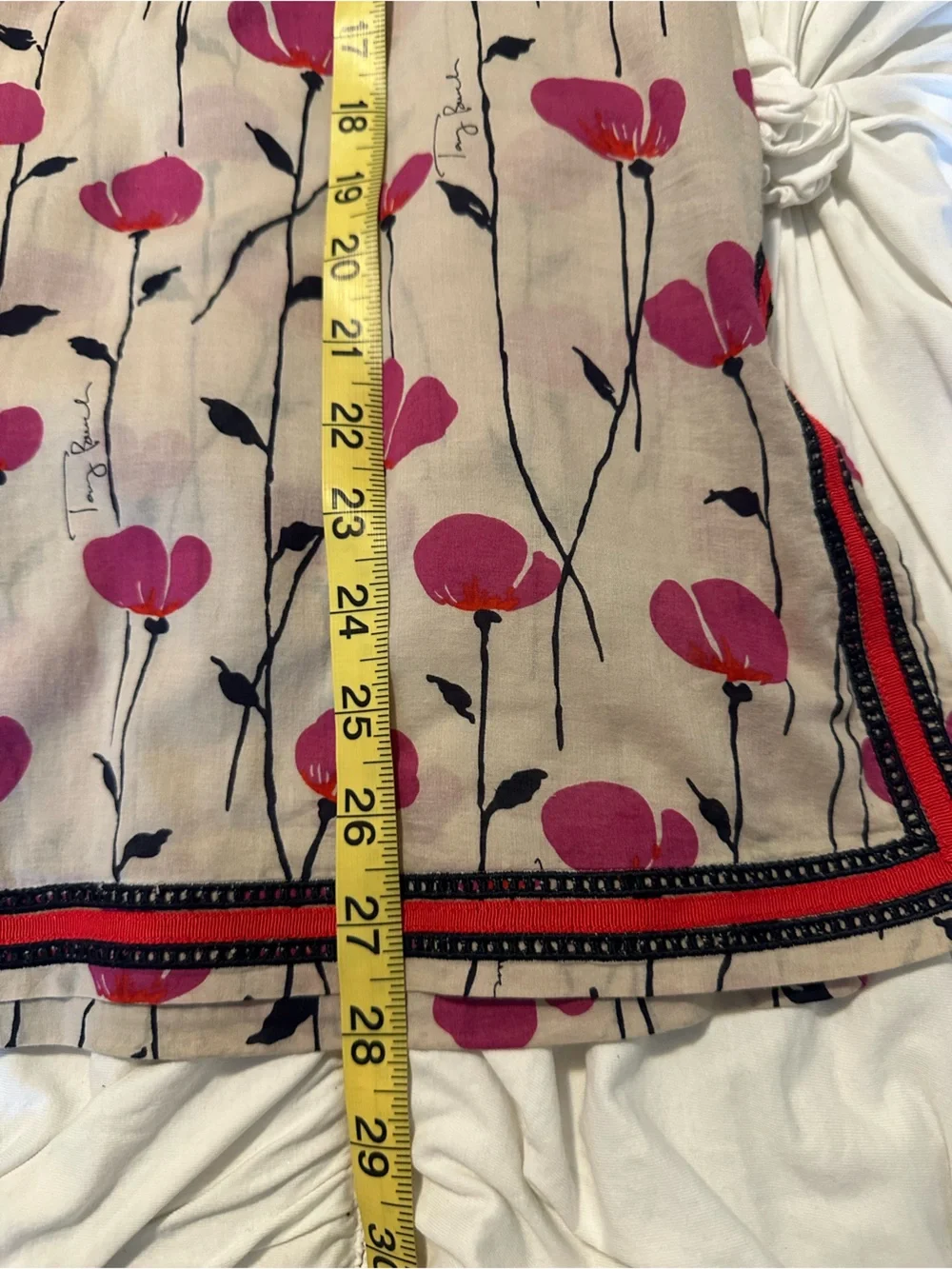 Tory Burch Pink Floral Embroidered V-Neck Tunic